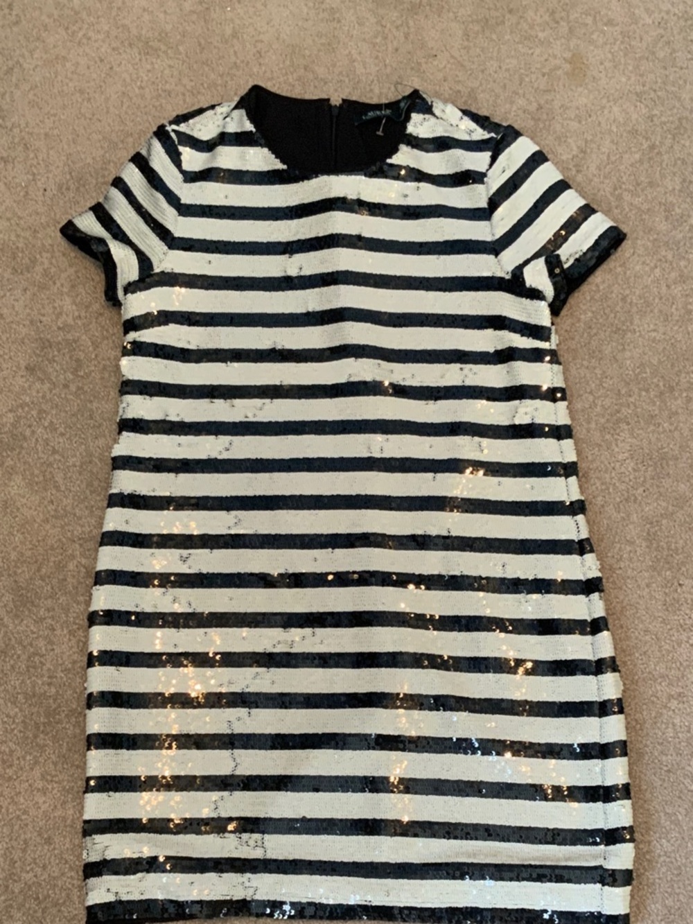 Ralph Lauren Black & White Striped Sequin Dress